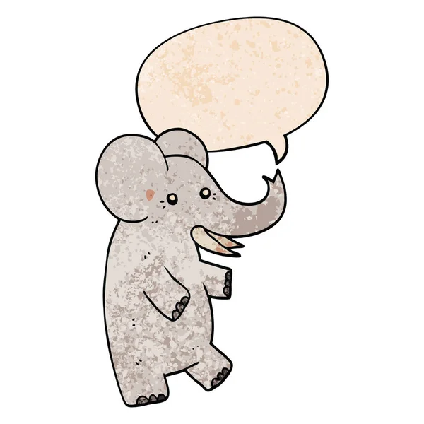 卡通大象和语音气泡在复古纹理风格 — 图库矢量图片