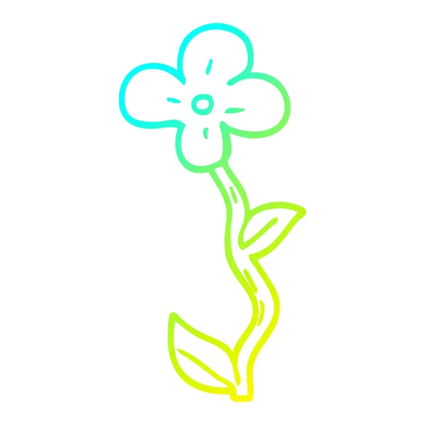 Froid dégradé ligne dessin dessin dessin animé fleur — Image vectorielle