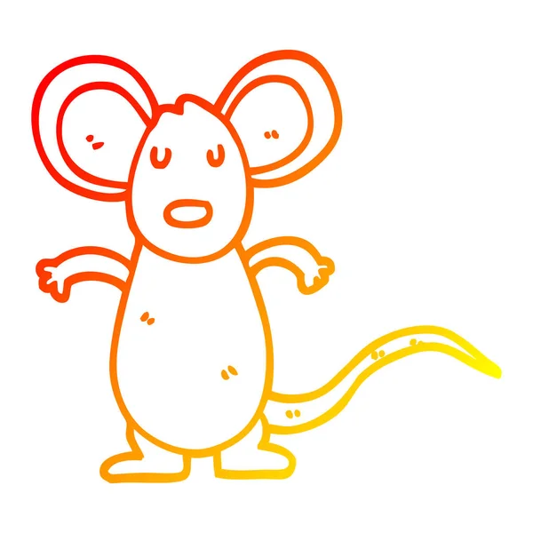 Тёплая градиентная линия рисования мультяшной мыши — стоковый вектор