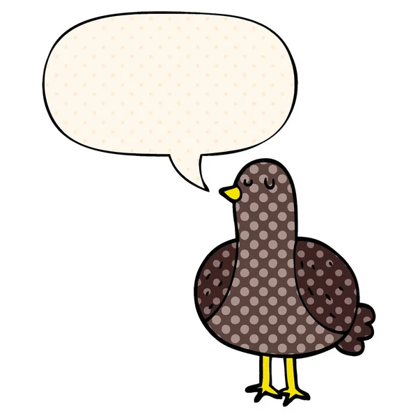 Çizgi roman tarzında karikatür kuş ve konuşma balonu — Stok Vektör