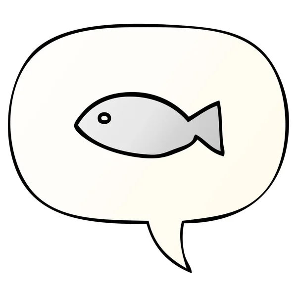 Símbolo de los peces de dibujos animados y burbuja del habla en el estilo de gradiente suave — Vector de stock