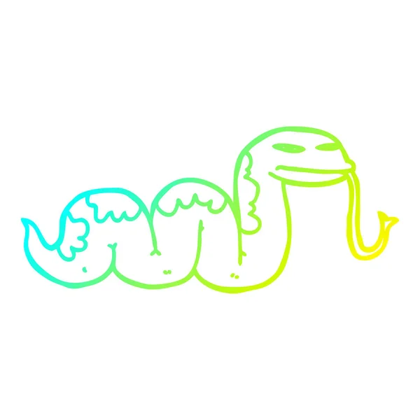 차가운 그라데이션 라인 그리기 만화 미끄러져 뱀 — 스톡 벡터