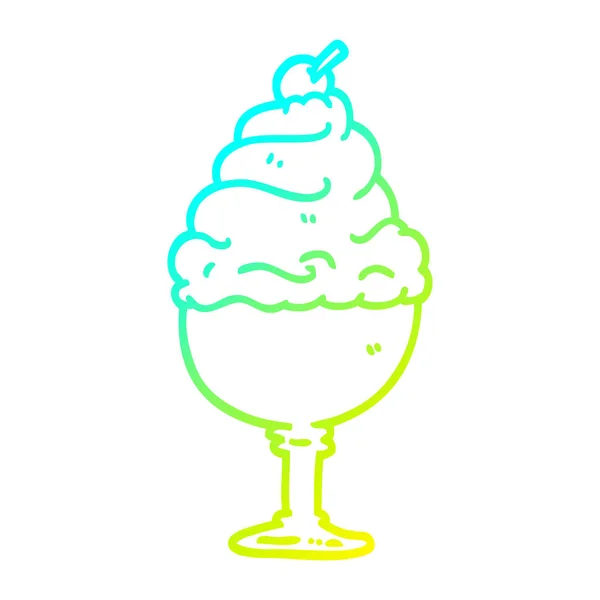 Línea de gradiente frío dibujo de dibujos animados helado — Vector de stock