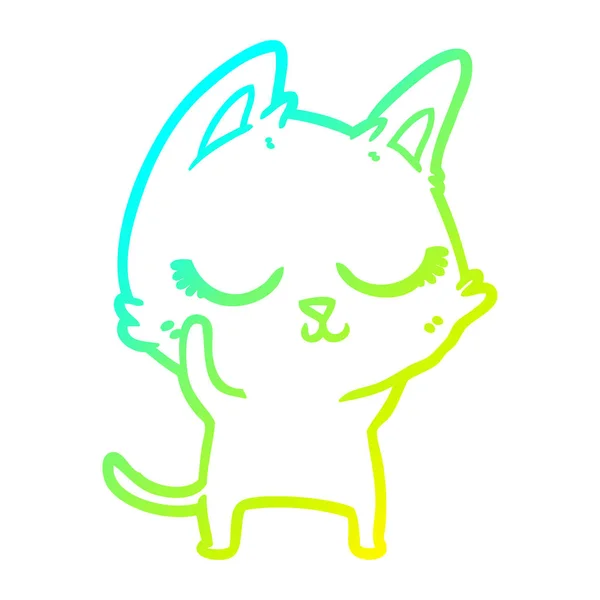 Холодна градієнтна лінія малювання спокійного мультяшного кота — стоковий вектор