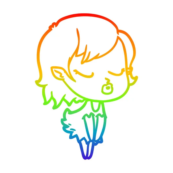 Linea gradiente arcobaleno disegno carino fumetto vampiro ragazza — Vettoriale Stock