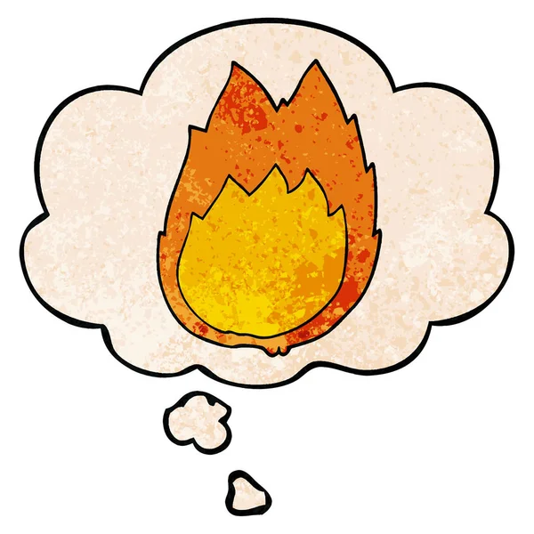 Cartoon-Flammen und Gedankenblase im Grunge-Muster — Stockvektor