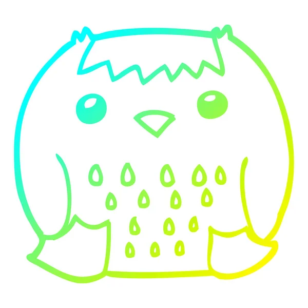 Cold gradient line drawing cartoon owl — Stock Vector