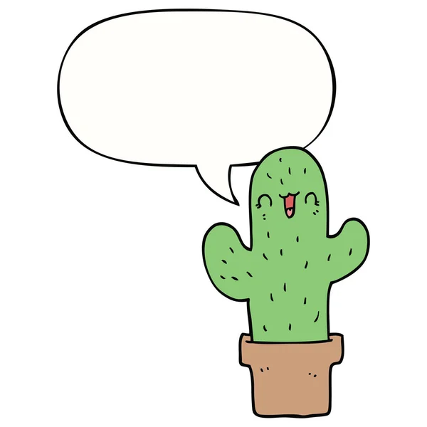 Cartoon cactus and speech bubble — Stock Vector