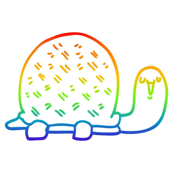 Regenbogen-Gradienten-Linie Zeichnung niedliche Cartoon-Schildkröte — Stockvektor