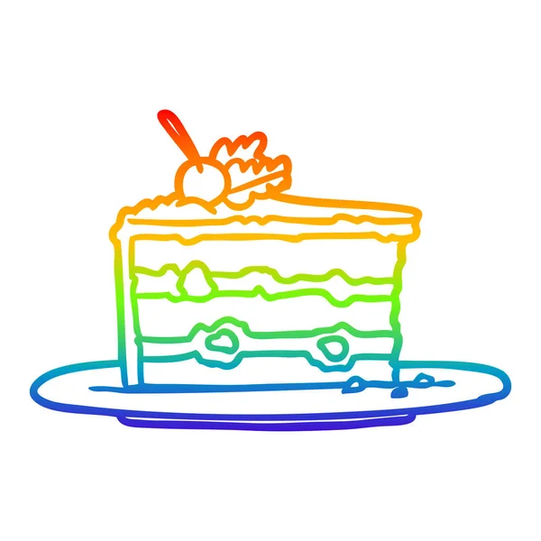 Linha gradiente arco-íris desenho saborosa sobremesa; bolo —  Vetores de Stock