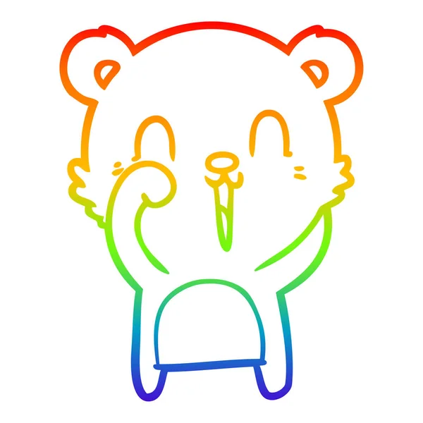 Arco iris gradiente línea dibujo feliz dibujos animados oso — Vector de stock