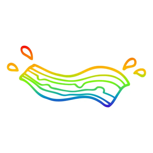 Regenboog gradiënt lijntekening cartoon Bacon — Stockvector