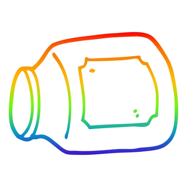 Linha gradiente arco-íris desenho frasco de vidro dos desenhos animados no lado — Vetor de Stock
