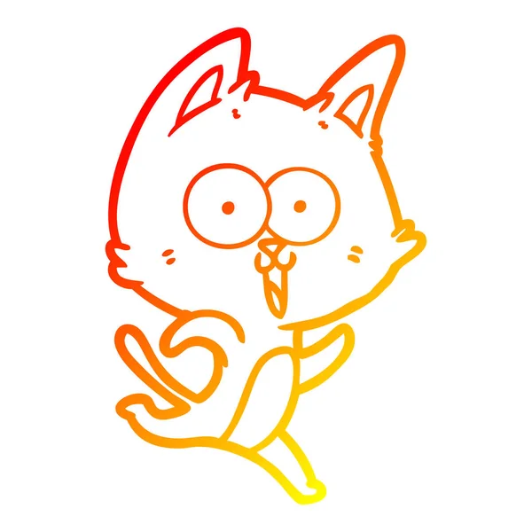Linha gradiente quente desenho engraçado desenho animado gato — Vetor de Stock