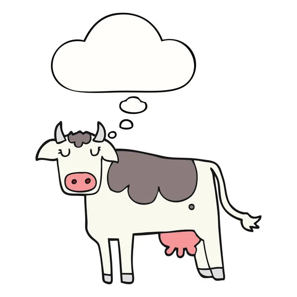 Cartoon cow and thought bubble — Stock Vector