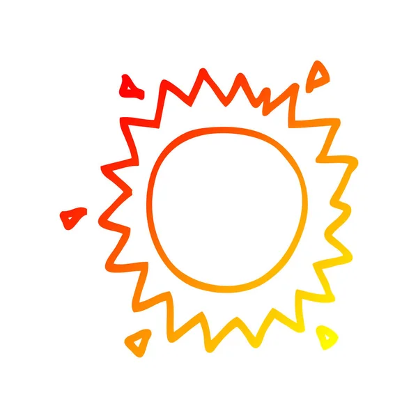 Línea de gradiente caliente dibujo dibujos animados sol — Vector de stock