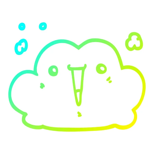 Cold gradient line drawing cute cartoon cloud — Stock Vector