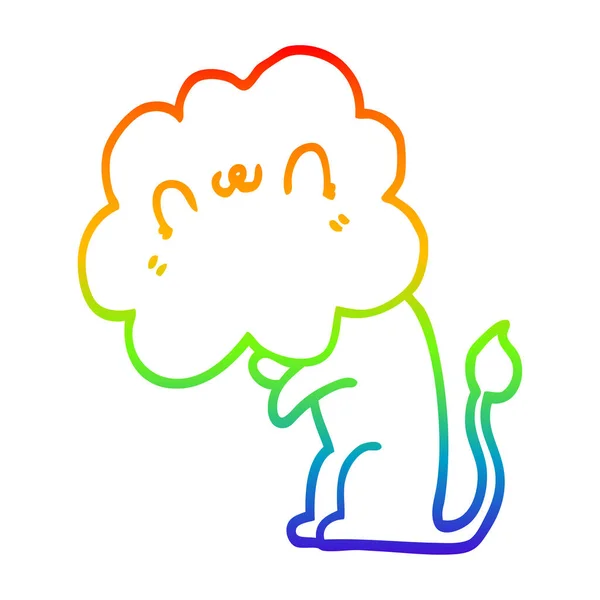 Rainbow gradient ligne dessin dessin lion — Image vectorielle