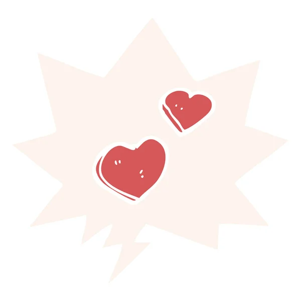 Coeur d'amour de bande dessinée et bulle de parole dans le style rétro — Image vectorielle