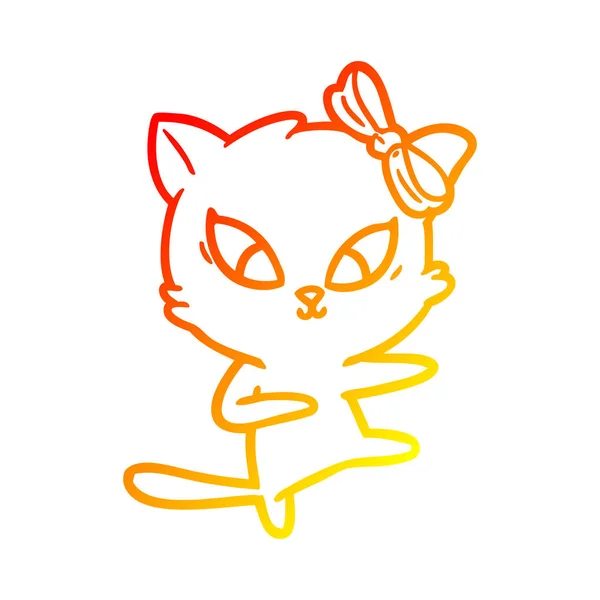 Warm gradient line drawing cartoon cat — Stock Vector