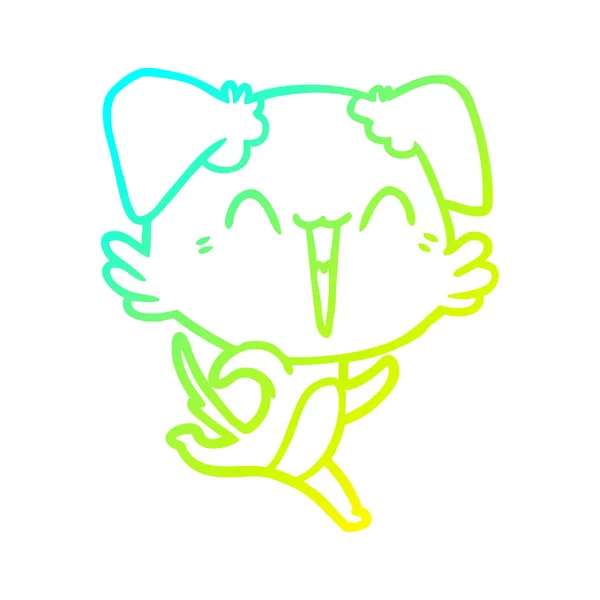 Froid dégradé ligne dessin heureux petit chien dessin animé — Image vectorielle