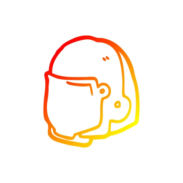 Línea de gradiente caliente dibujo casco de dibujos animados espacio — Vector de stock