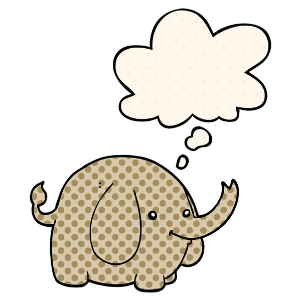 Cartoon-Elefant und Gedankenblase im Comic-Stil — Stockvektor
