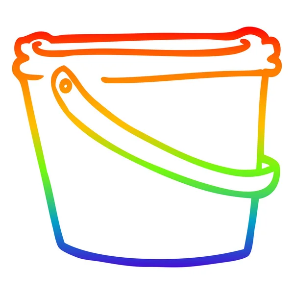 Arco-íris linha gradiente desenho balde dos desenhos animados — Vetor de Stock