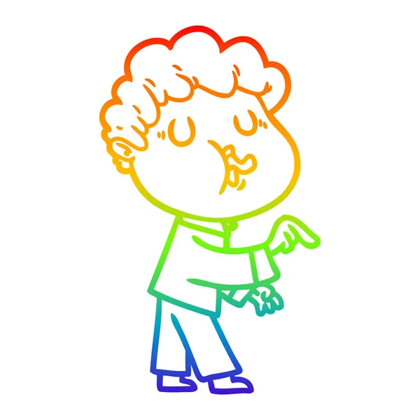 Arcobaleno gradiente linea disegno cartone animato uomo canto — Vettoriale Stock