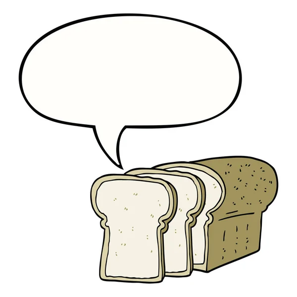 Κινούμενα σχέδια φέτες ψωμί και φούσκα ομιλίας — Διανυσματικό Αρχείο