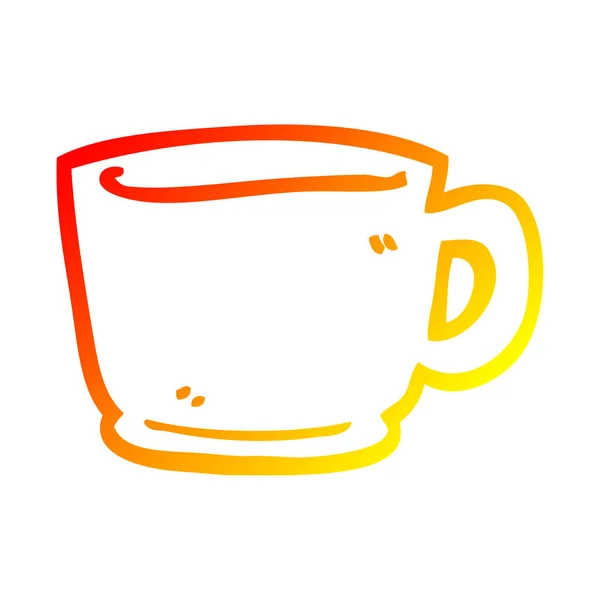 Warm gradient line drawing cartoon tea cup — Stock Vector