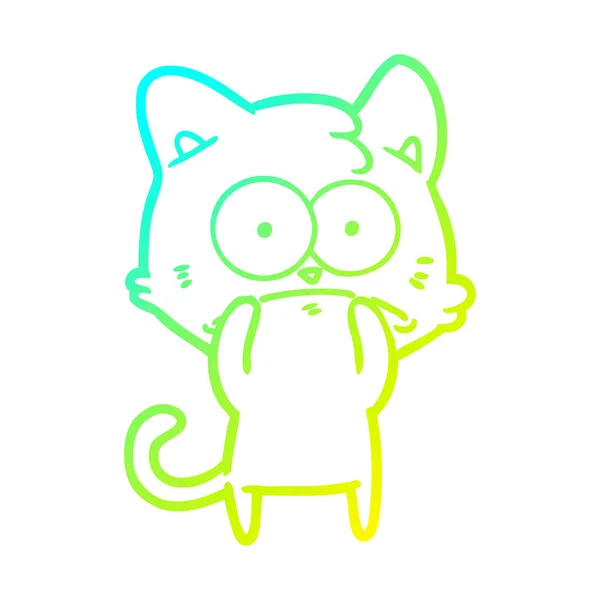 Linha gradiente frio desenho desenho desenho animado gato nervoso —  Vetores de Stock