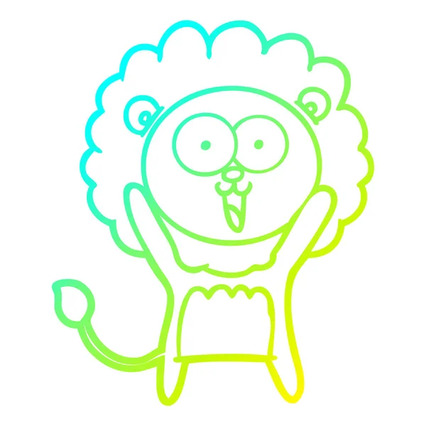 Soğuk degrade çizgi çizim mutlu karikatür aslan — Stok Vektör