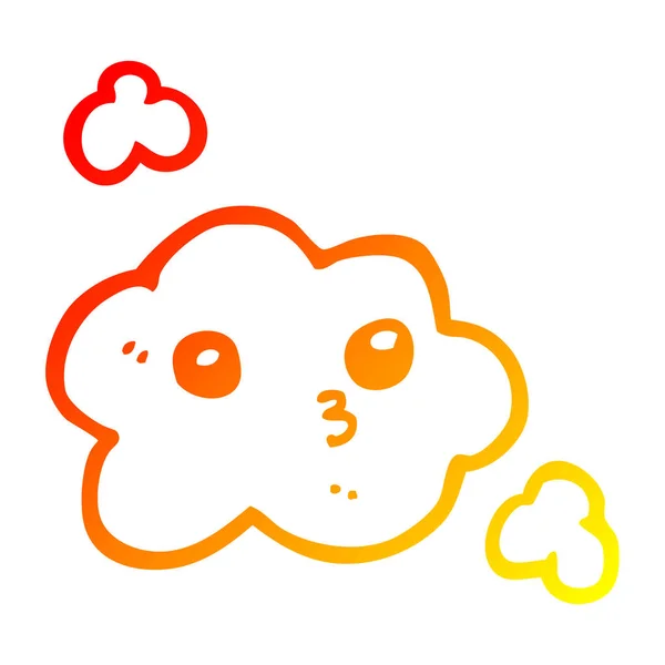 Chaud gradient ligne dessin mignon dessin animé nuage — Image vectorielle