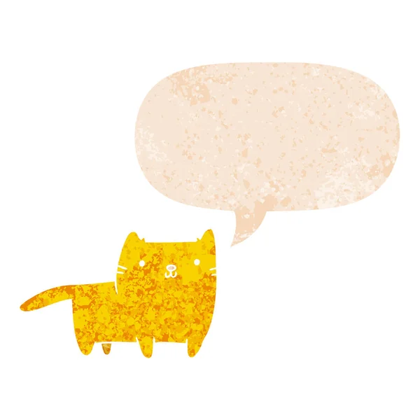 Karikatúra macska és a beszéd buborék retro textúrájú stílusban — Stock Vector