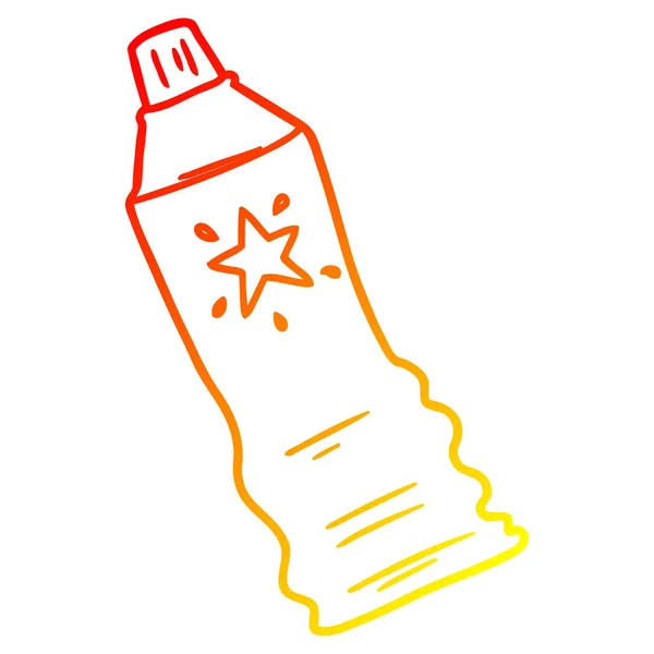 Güneş kremi losyonu sıcak degrade çizgi çizim karikatür tüp — Stok Vektör