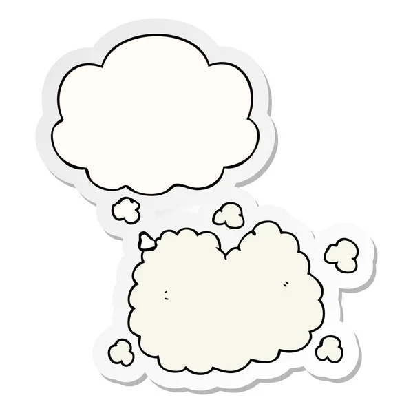 Nuvem de fumaça dos desenhos animados e bolha de pensamento como um adesivo impresso — Vetor de Stock