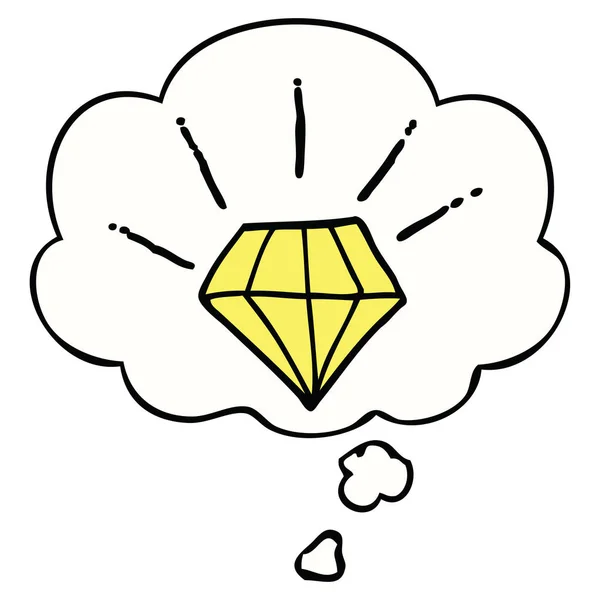 Karikatúra tetoválás gyémánt és a gondolat buborék — Stock Vector
