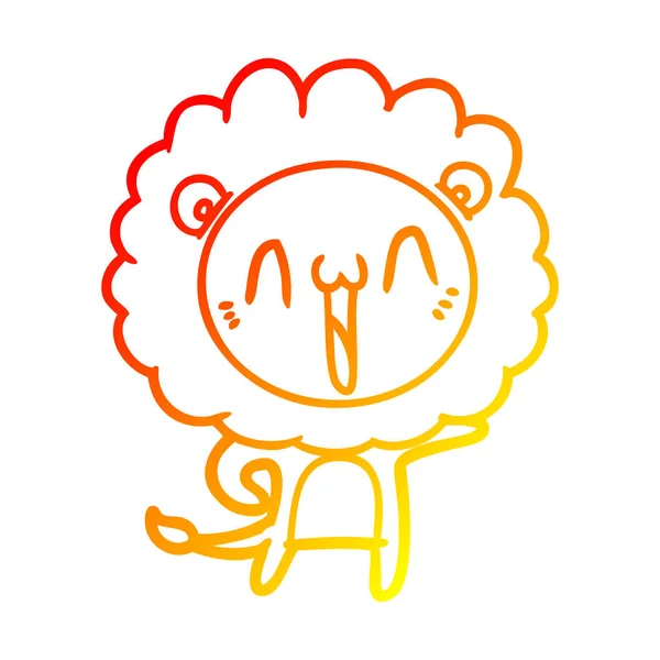 Тёплая градиентная линия, нарисованная счастливым львом — стоковый вектор