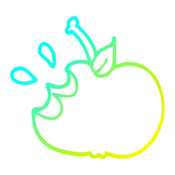 Linha gradiente frio desenho cartoon suculento maçã mordida — Vetor de Stock