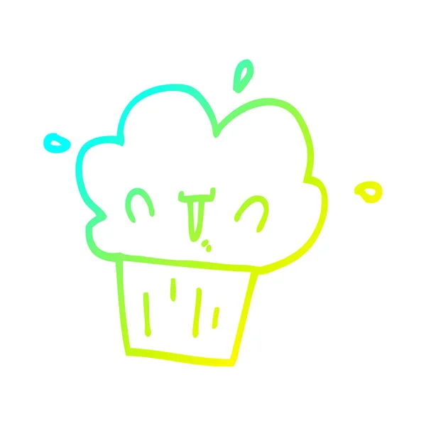 Linha gradiente frio desenho dos desenhos animados cupcake —  Vetores de Stock