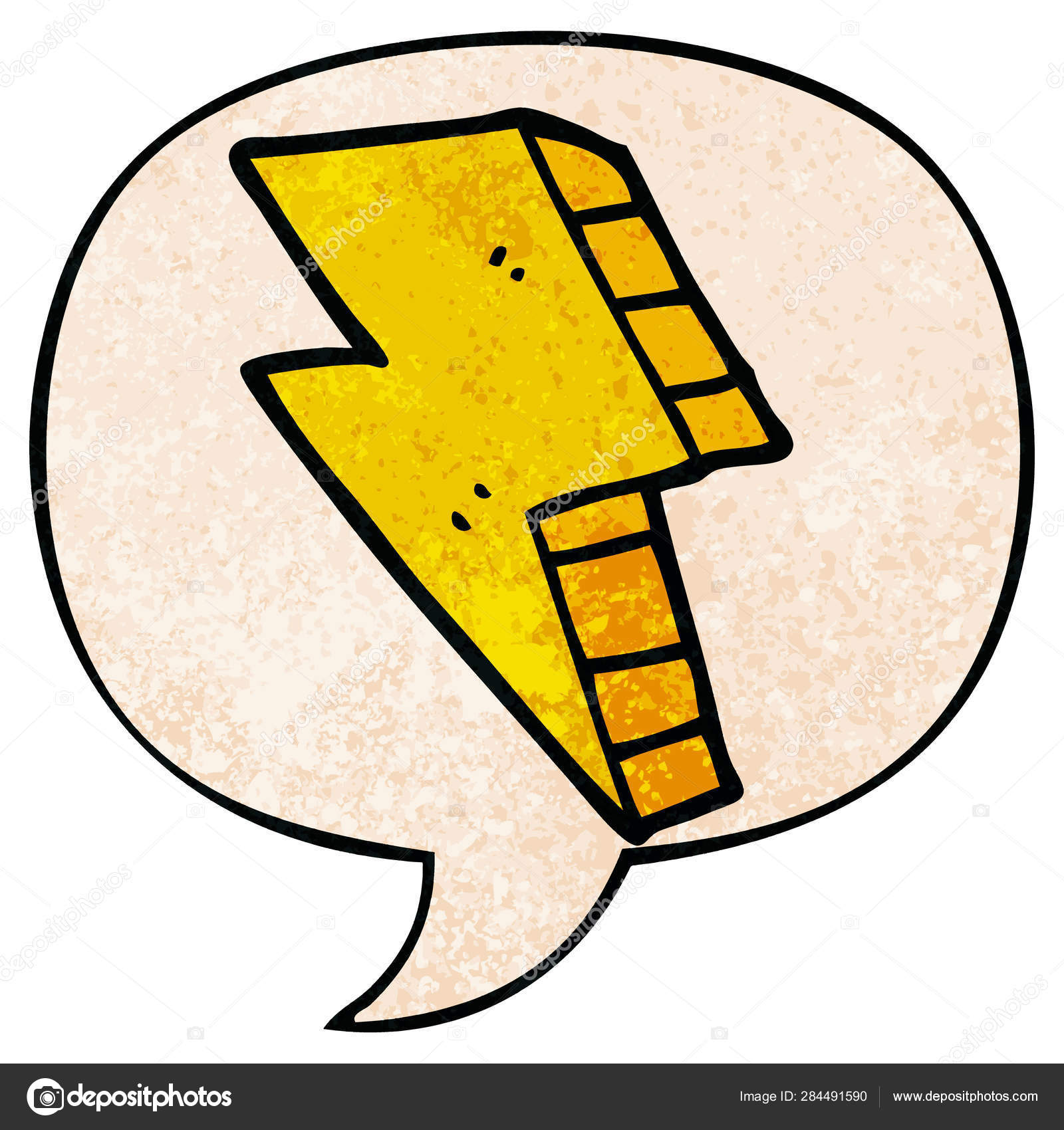 cartoon lightning bolt and speech bubble in retro texture style stock vector c lineartestpilot 284491590 https depositphotos com 284491590 stock illustration cartoon lightning bolt and speech html