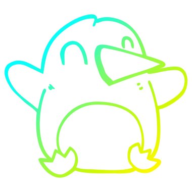 soğuk degrade çizgi çizim karikatür noel penguen