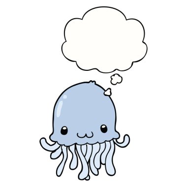 karikatür denizanası ve düşünce balonu