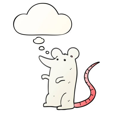 çizgi film sıçan ve pürüzsüz degrade tarzında düşünce balonu