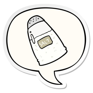 karikatür tuz shaker ve konuşma kabarcık etiket