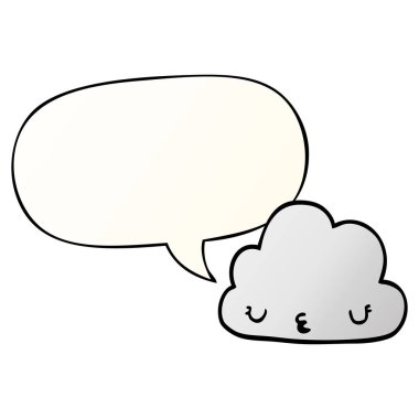pürüzsüz degrade tarzında sevimli karikatür bulut ve konuşma balonu