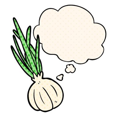 çizgi film sarımsak ve çizgi roman tarzında düşünce balonu