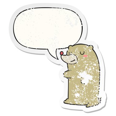 sevimli karikatür ayı ve konuşma balonu sıkıntılı etiket