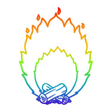 gökkuşağı gradyan çizgi çizim karikatür yanan kamp ateşi